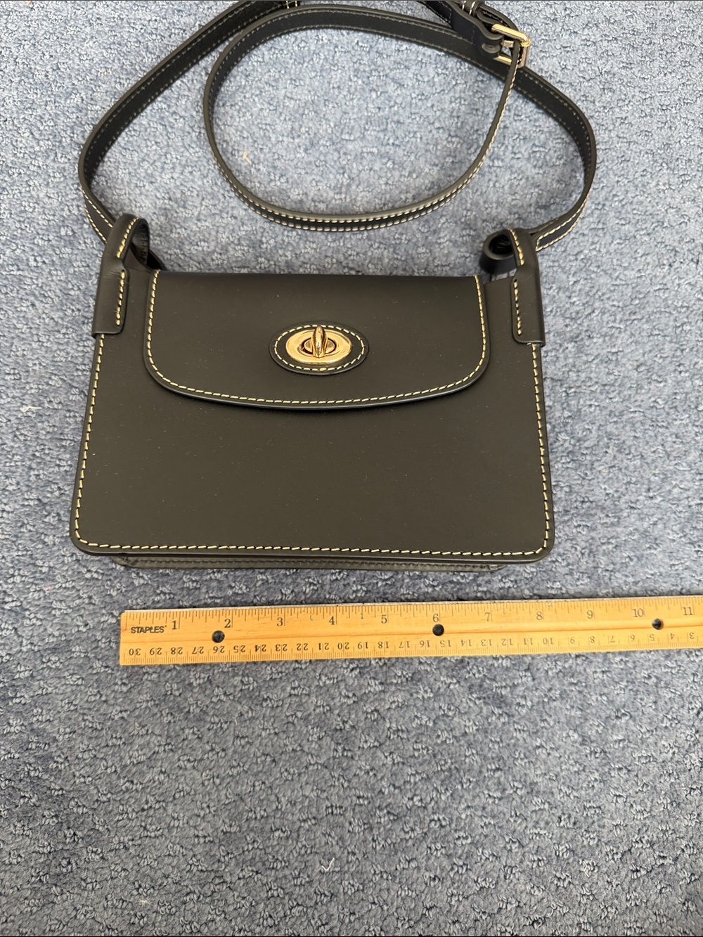 Dooney & Bourke Black Leather Crossbody with Gold Turn-Lock